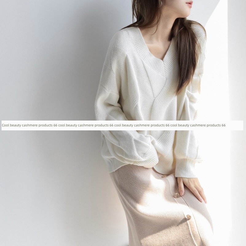 V-neck Twisted flower easy sweater have cash less than that is registered in the accounts pure Cashmere sweater