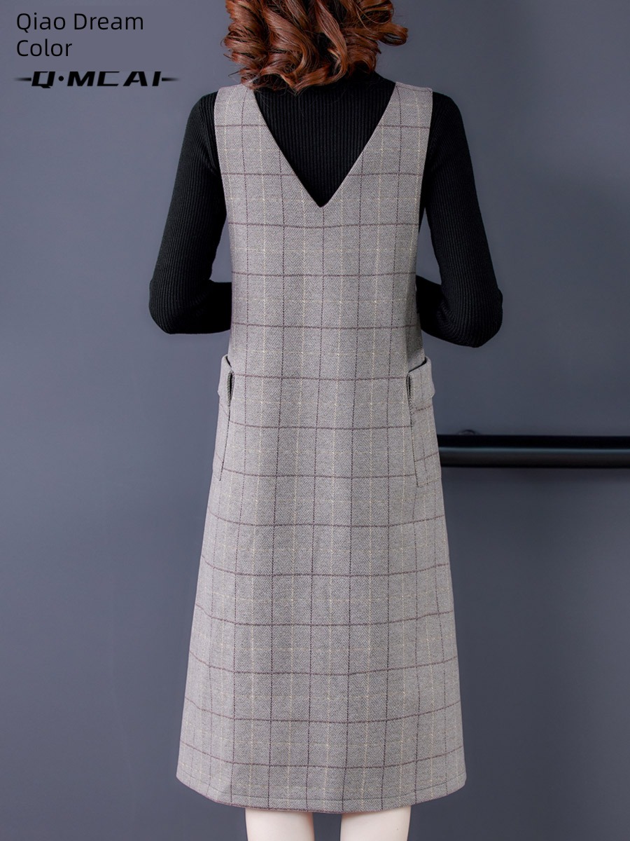 lattice Wool noble mom Two piece suit Dress