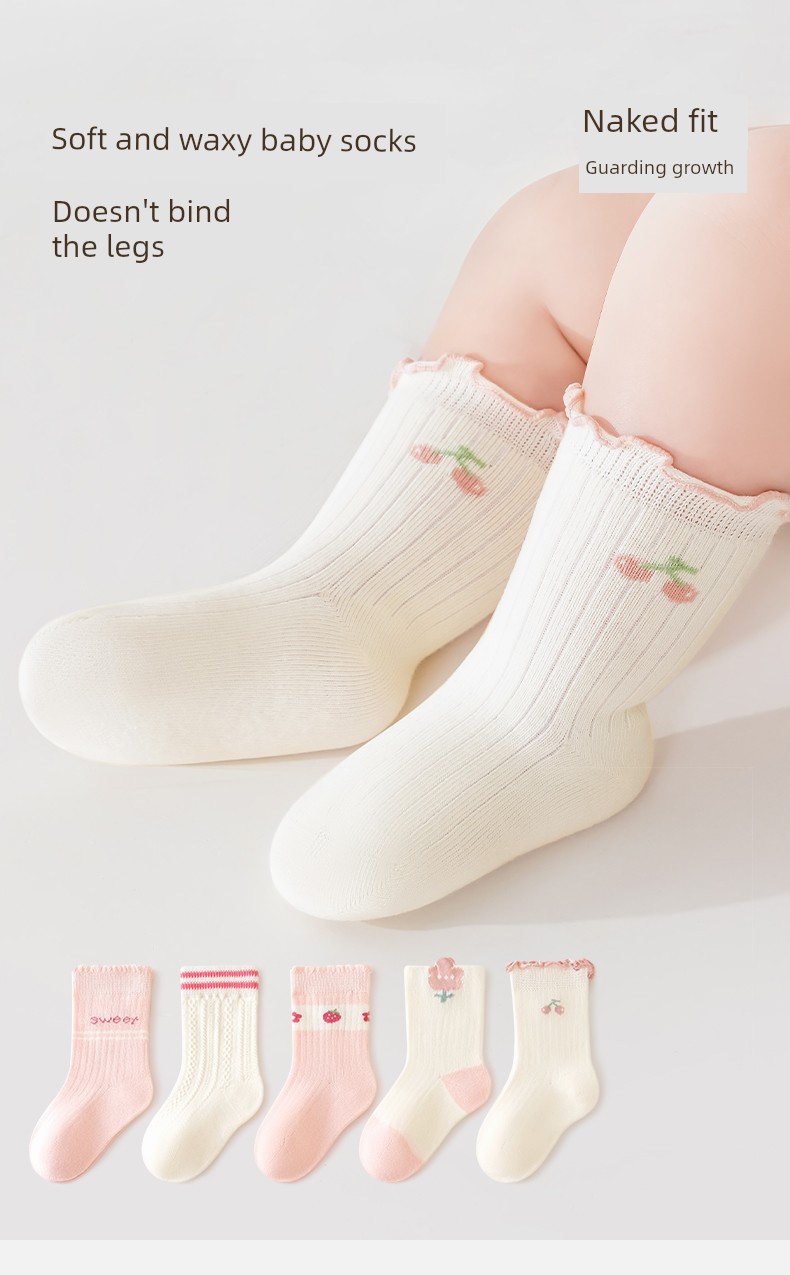 Baby Socks Infant Spring and Autumn Pure Cotton Class a Girls' Autumn and Winter One-Year-Old Cotton Socks Children's Non-Binding Mid-Tube Socks Autumn — 1