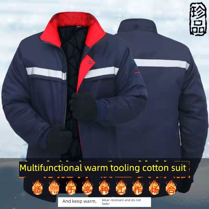reflective stripe Warehouse carry winter cotton-padded jacket coverall