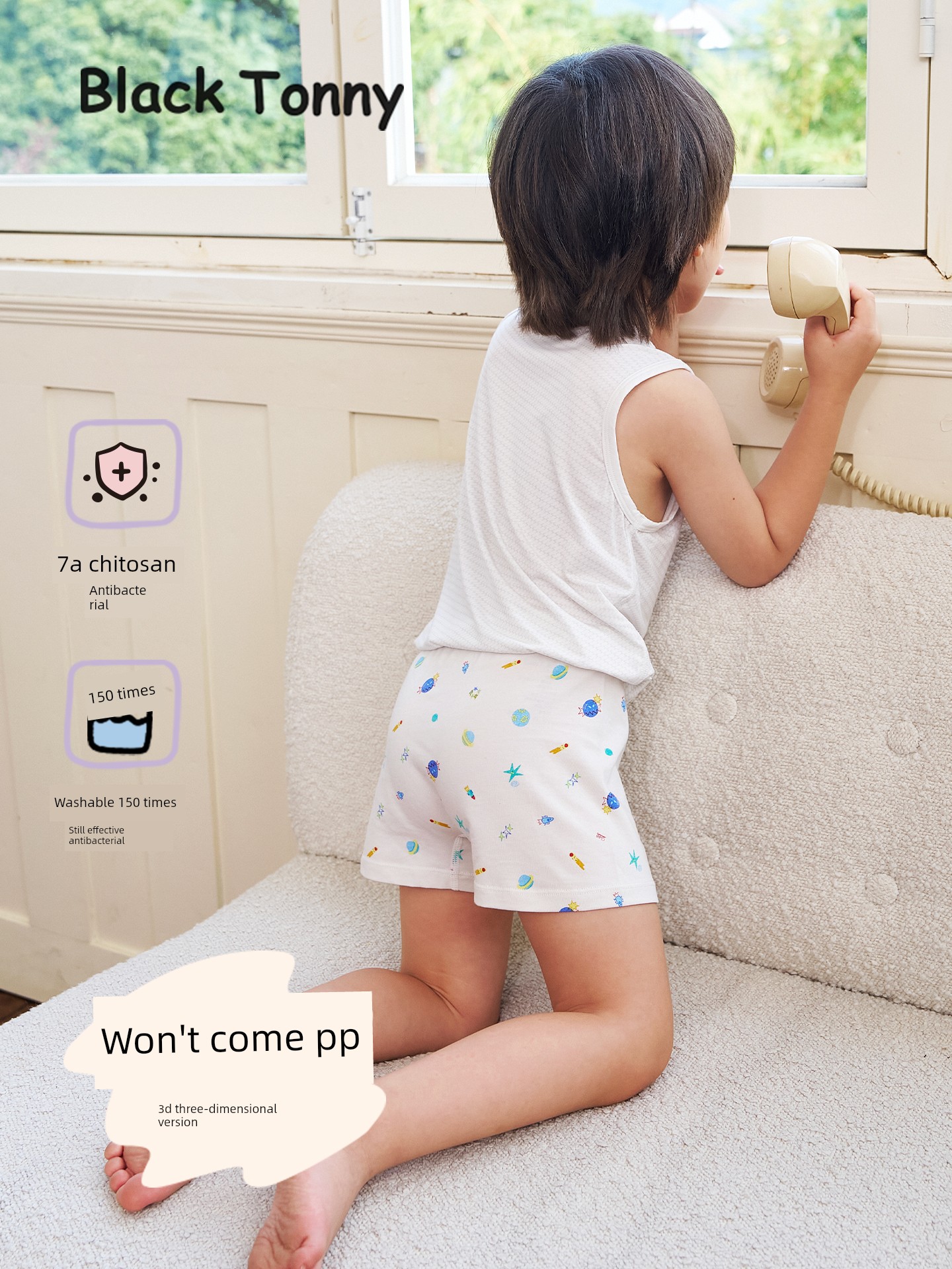 Little Black Pure Cotton Baby 1-12 Years Old Children's Underwear