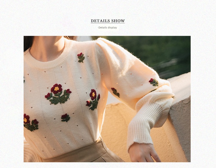 French Pleat Autumn and winter Gentle wind Embroidery Dress