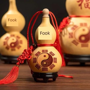 Living Room Balcony Gourd Pendant Decoration Gossip Wooden Plug Open Hollow Carved Faucet Real Gourd Chinese Knot Small 
