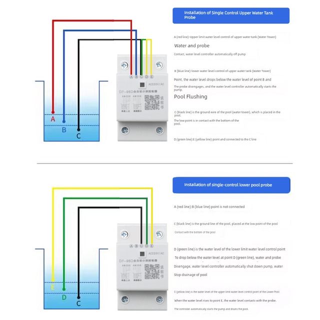 Guide rail level water level controller DF-96D water tower water tank water pump intelligent power control automatic water pump switch