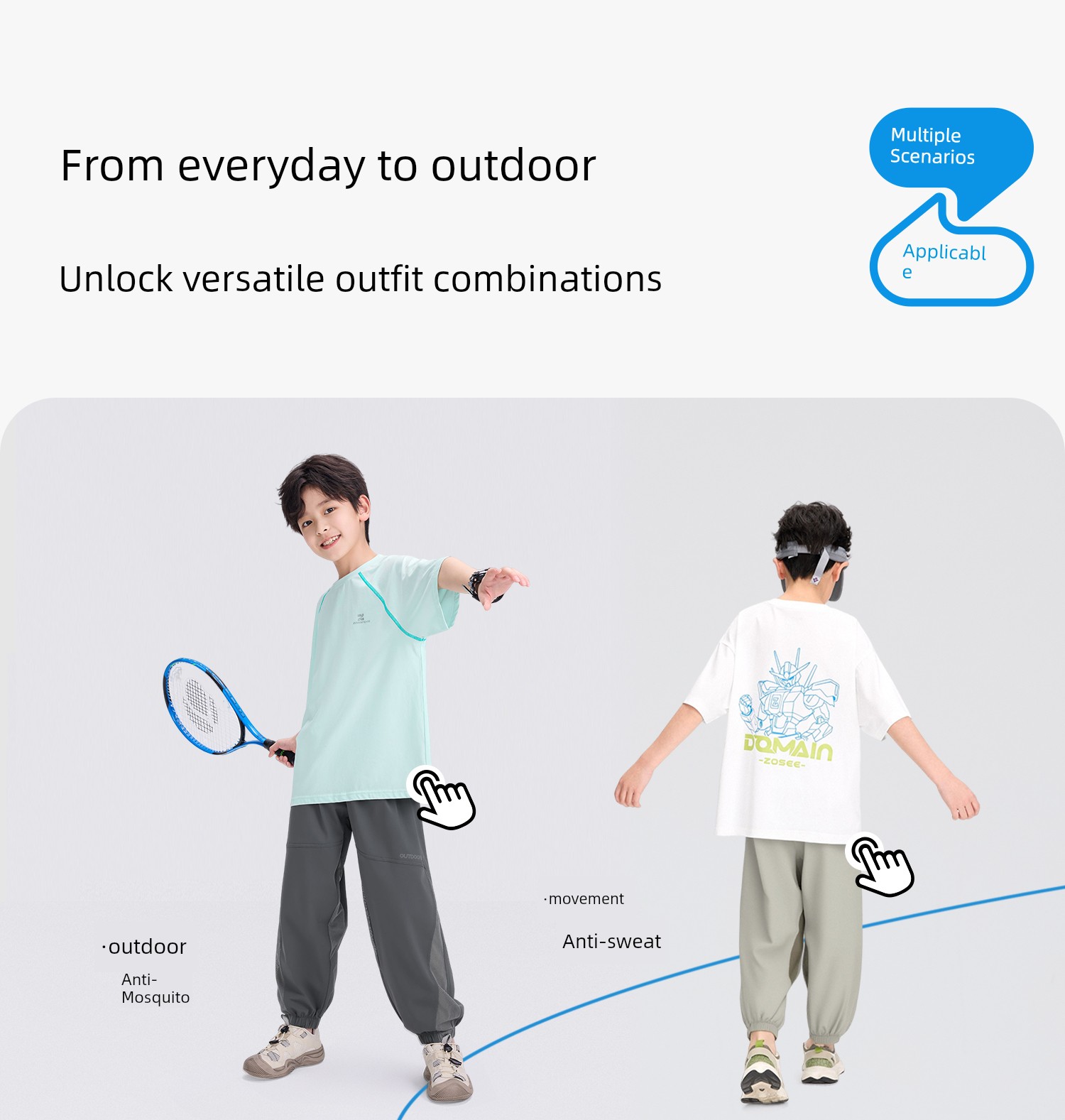 Zuoxi Children's Clothing Boys' Pants Summer Thin Quick-Dry Mosquito-Proof Pants for Kids and Teenagers 2026 New Model Big Kids Long Pants — 40