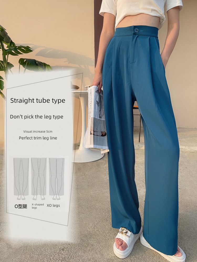 Chiffon High waist Show thin Sagging feeling leisure time Wide leg pants