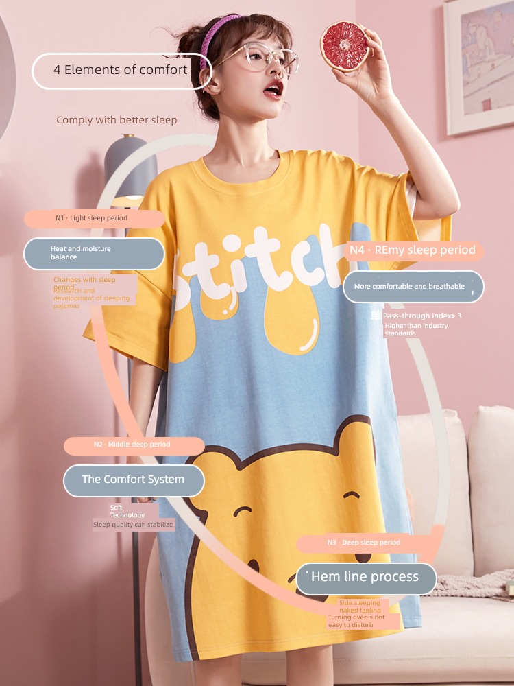 lovely Big size summer Short sleeve pure cotton pregnant woman Nightdress