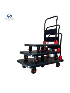 【Sf Guangchen Ultra-Quiet Handcart for Home Use, Four-Wheel Flatbed Trolley for Carrying Goods