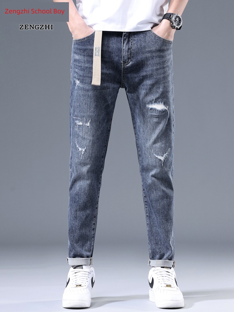 hole Zengzhi washing spring Leisure fashion Jeans