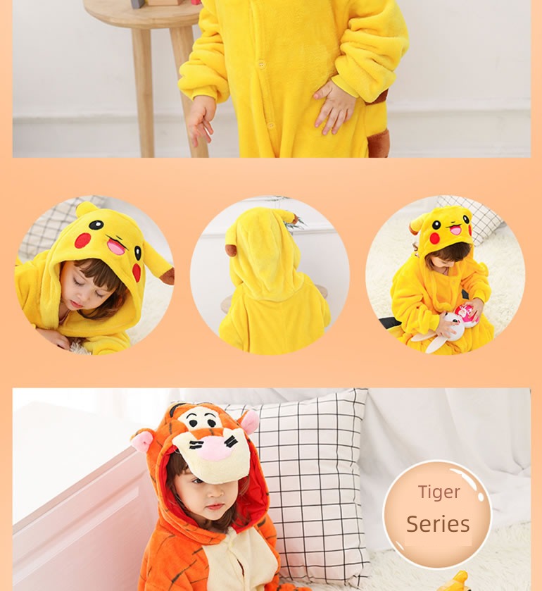 children Conjoined pajamas animal child Flannel Cartoon