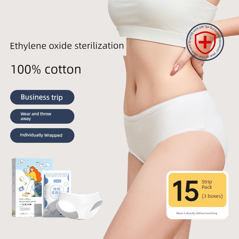 Super Asia Disposable Women's Cotton Underwear for Travel, No-Wash, Daily Use, Menstrual Period, Postpartum, Sterilized, Portable — 1