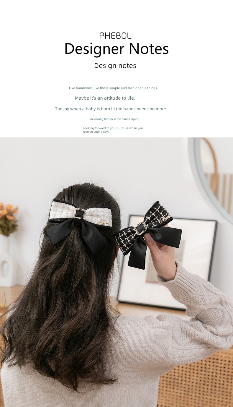 Little fragrance Autumn and winter new pattern Top clamp Hair clip bow