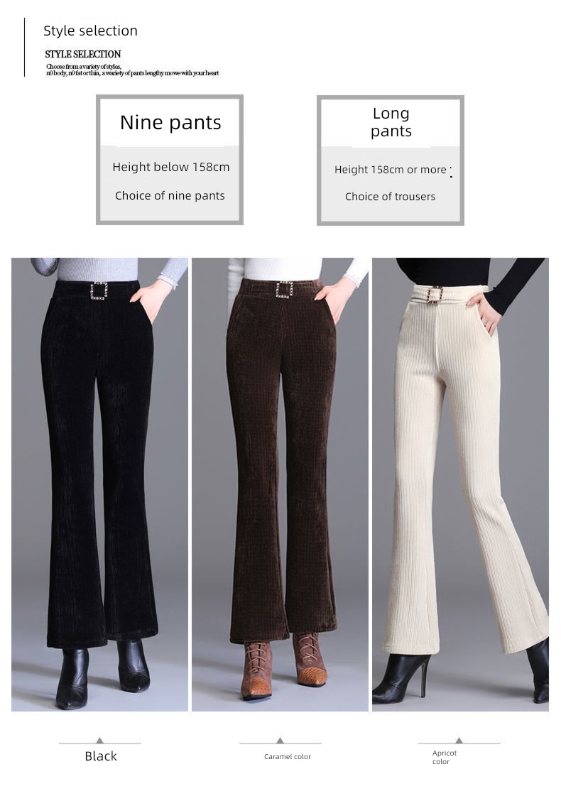 High waist Self-cultivation Show thin Sagging sensation Velvet leisure time Flared trousers