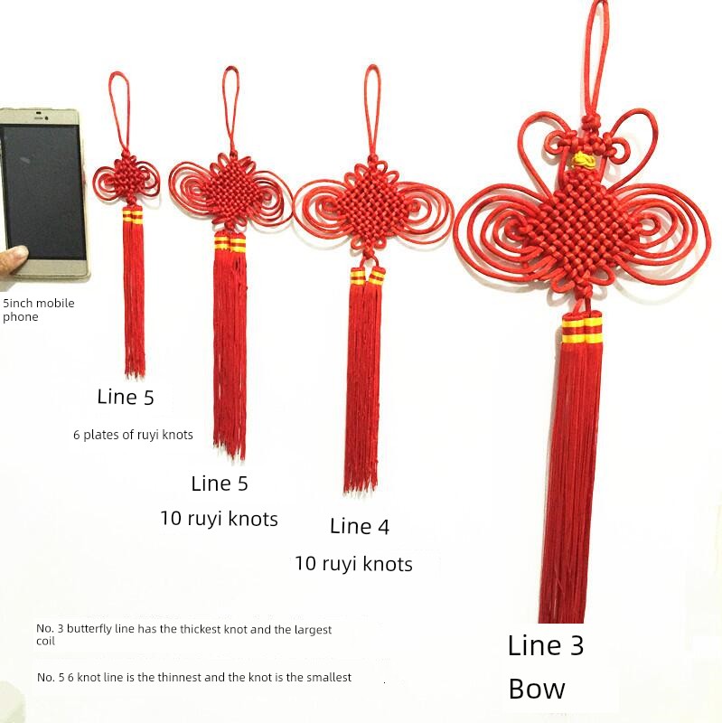 10 Large Chinese Knot Hanging Ornaments with Double Tassels, Wishful Flower Knots, Lantern Knots, Car Door Decorations