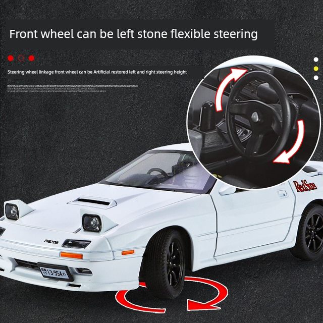1 24 Mazda RX7-FC Street Car Version Alloy Simulation Car Model Seiko Ornaments Boy Children's Car Toys