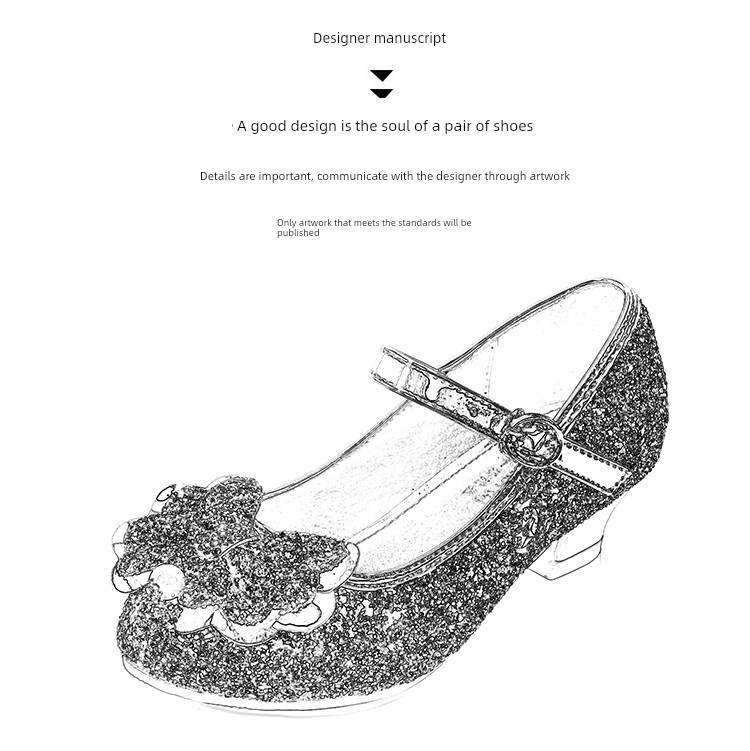 Girls' High-Heeled Shoes 2026 New Spring and Autumn Princess Shoes Round-Toe Performance Shoes Little Girls' Gold Host Performance Shoes — 4