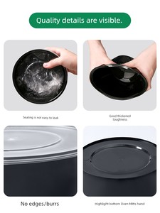 Round 1000ml Black Soup Bowl Disposable Lunch Box