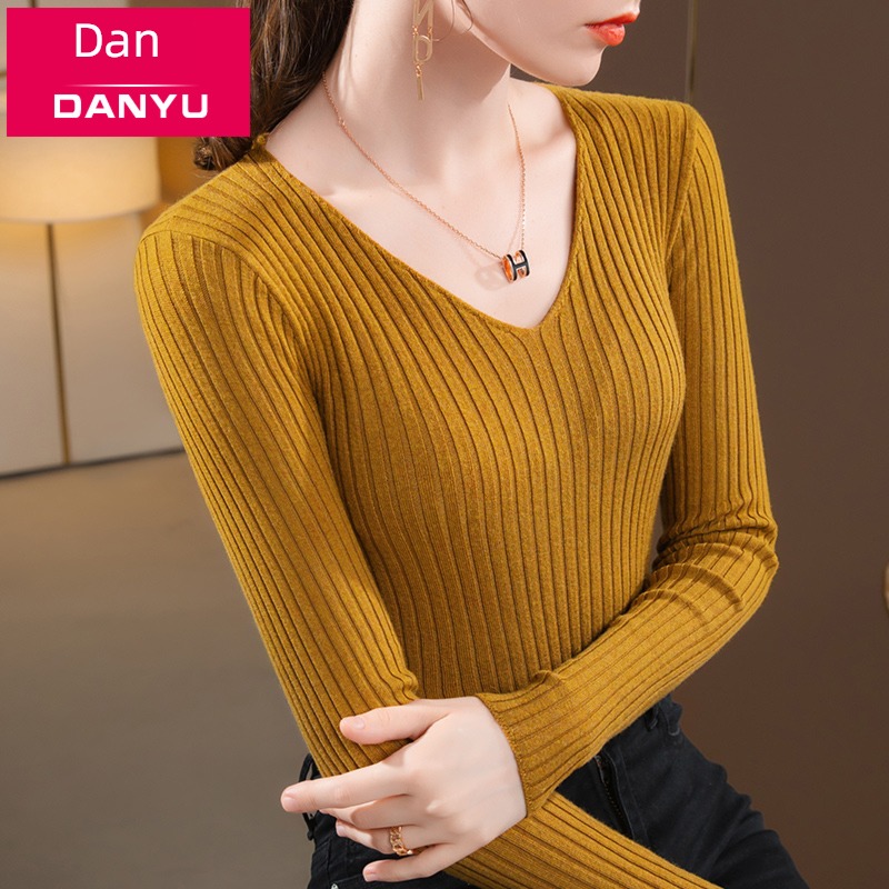 Dan language V-neck wool female Autumn and winter Inner lap Undershirt