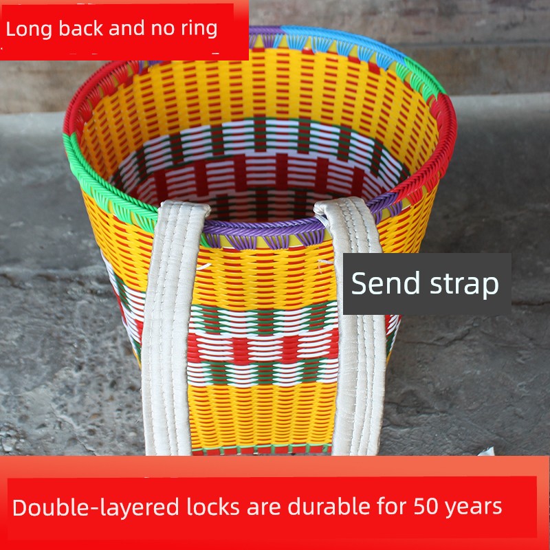 Guizhou Plastic Backpack Basket, Double-Shoulder Woven Basket for Picking Mushrooms, Large Shopping Basket, Agricultural Tool, Traditional Basket for Picking Willow Blossoms