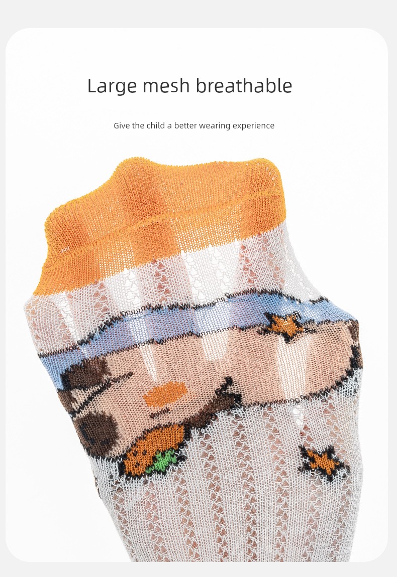 Kappabala Boys' Socks Summer Thin Children's Cotton Socks Ultra-Thin Mesh Cartoon Girls' Baby Summer Mid-Calf Length Socks — 6