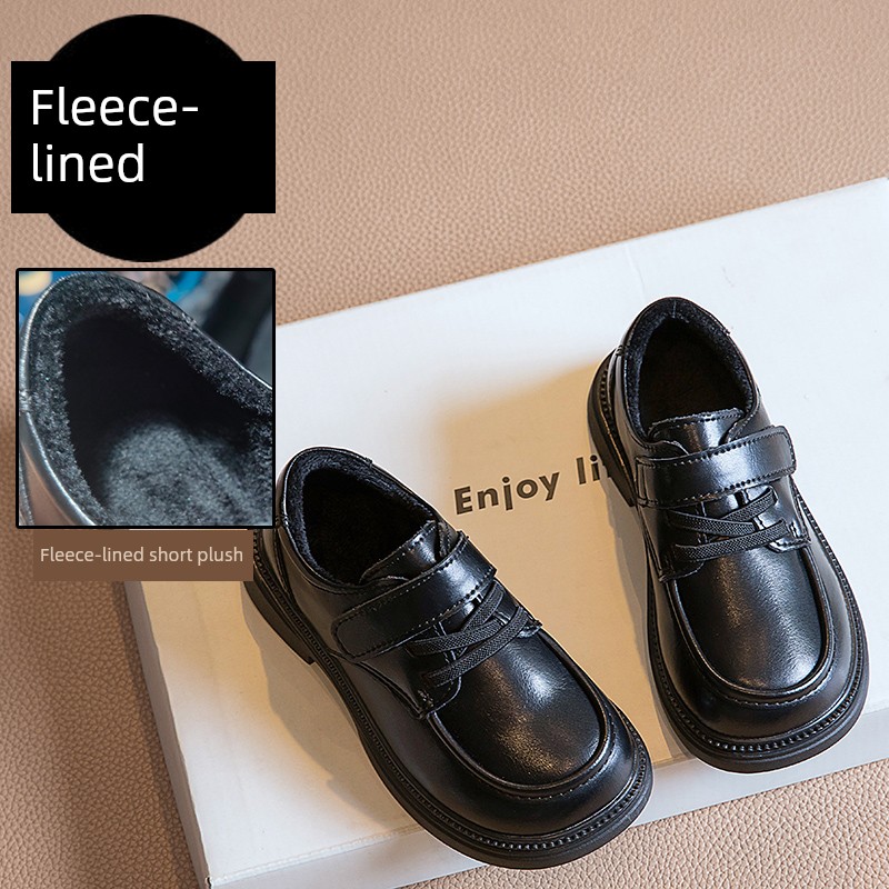 Girls' Leather Shoes, Kidsren's Loafers, Genuine Leather Black Flats, Soft-Soled Princess Shoes for Little Girls, Student Mary Jane Performance Shoes — 8