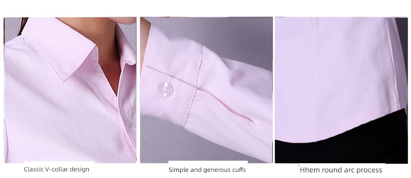 Long sleeve Light pink interview business affairs Impervious ma'am shirt