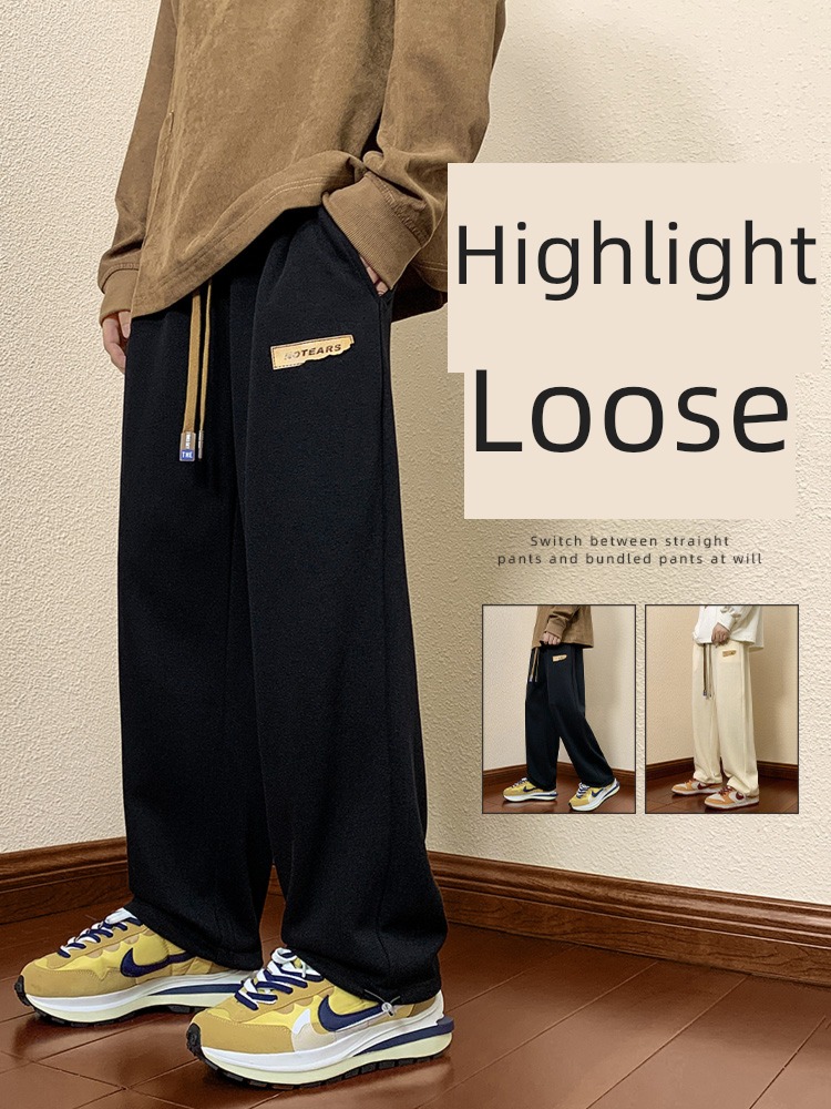 High street Chaopai black schoolboy autumn leisure time trousers