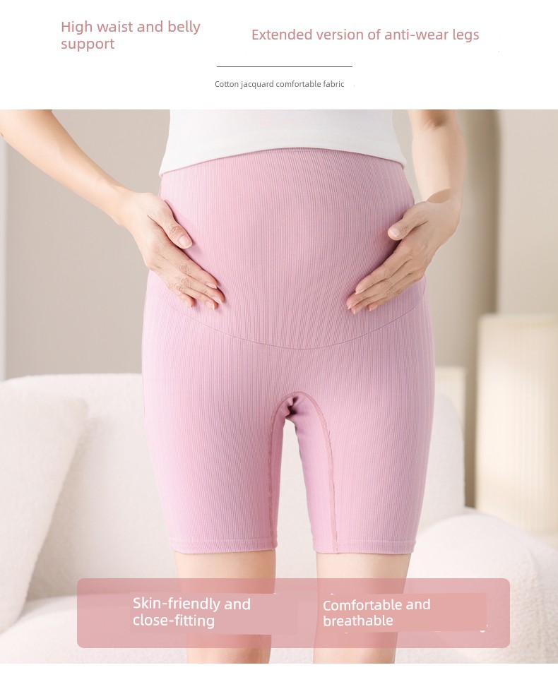 Maternity Cotton Underwear for Summer, Large Size, Anti-Exposure Safety Shorts, Two-In-One, Extended Length, Five-Point Leggings for Summer — 1
