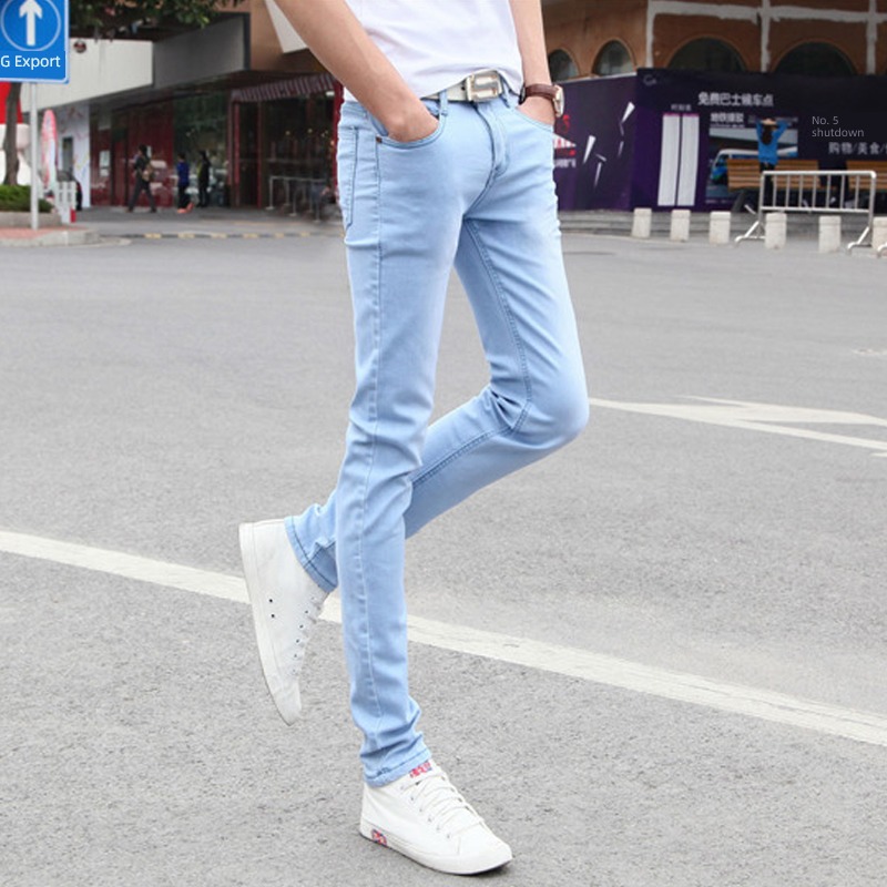 Korean version summer sky blue Thin money trend Autumn and winter trousers
