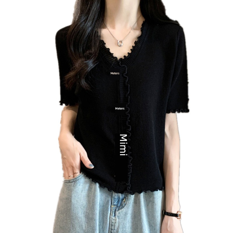 T-shirt Agaric edge Short sleeve ma'am easy jacket summer wear