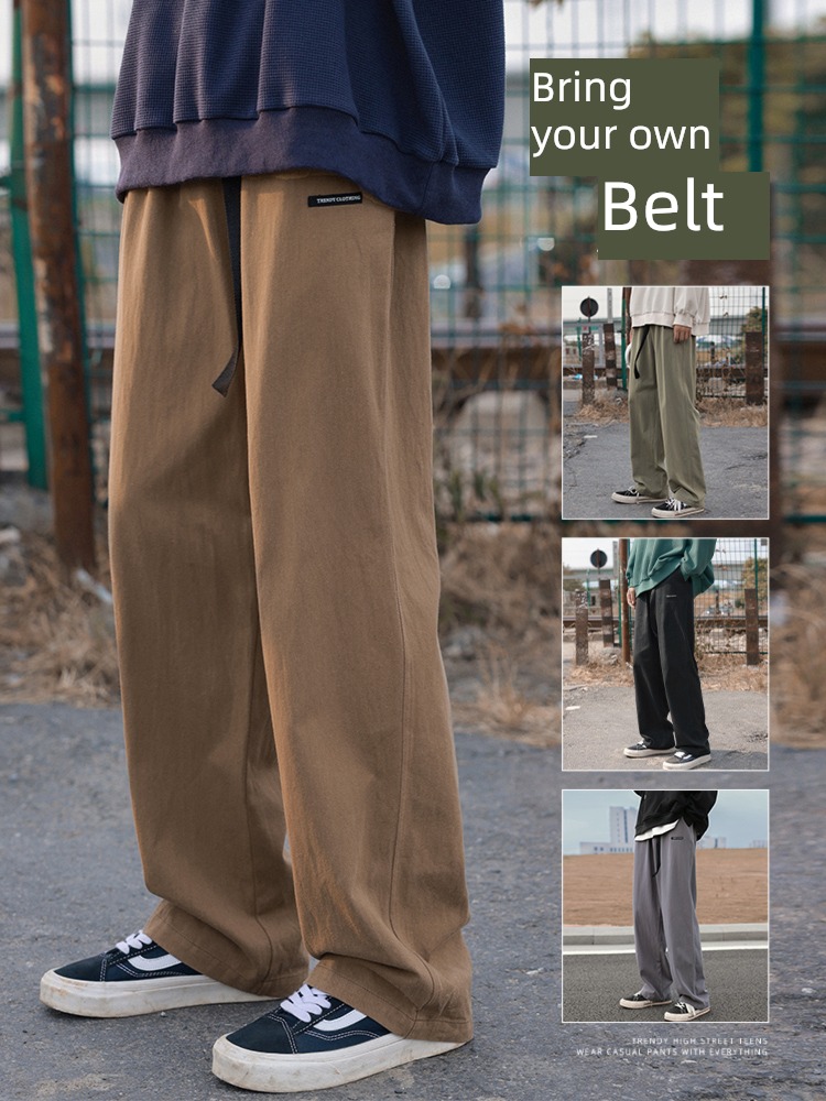 belt thickening Coffee pure cotton Broad leg leisure time Overalls