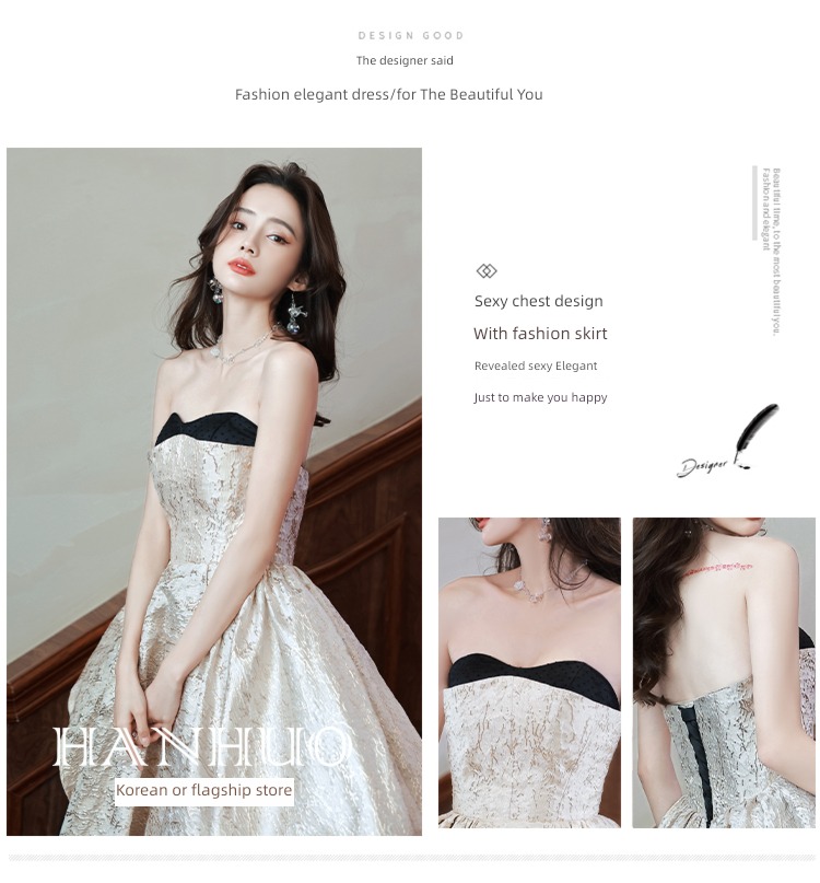 Dress skirt high-end A lady of temperament vocal music Art examination undergarment covering the chest and abdomen