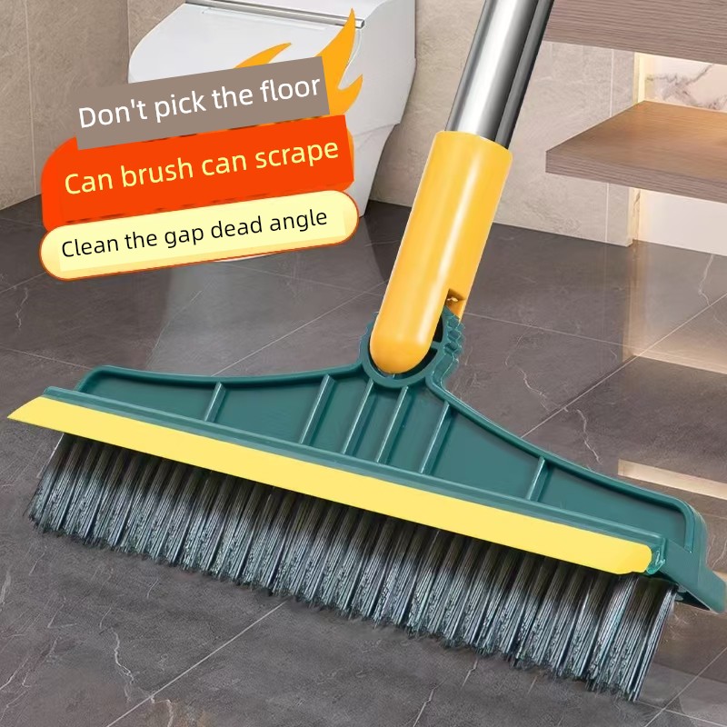 Bathroom Floor Brush Bathroom Cleaning Brush Long Handle Bristle Gap Brushes Multi-Functional No Dead Angle Wiper Two-in-One