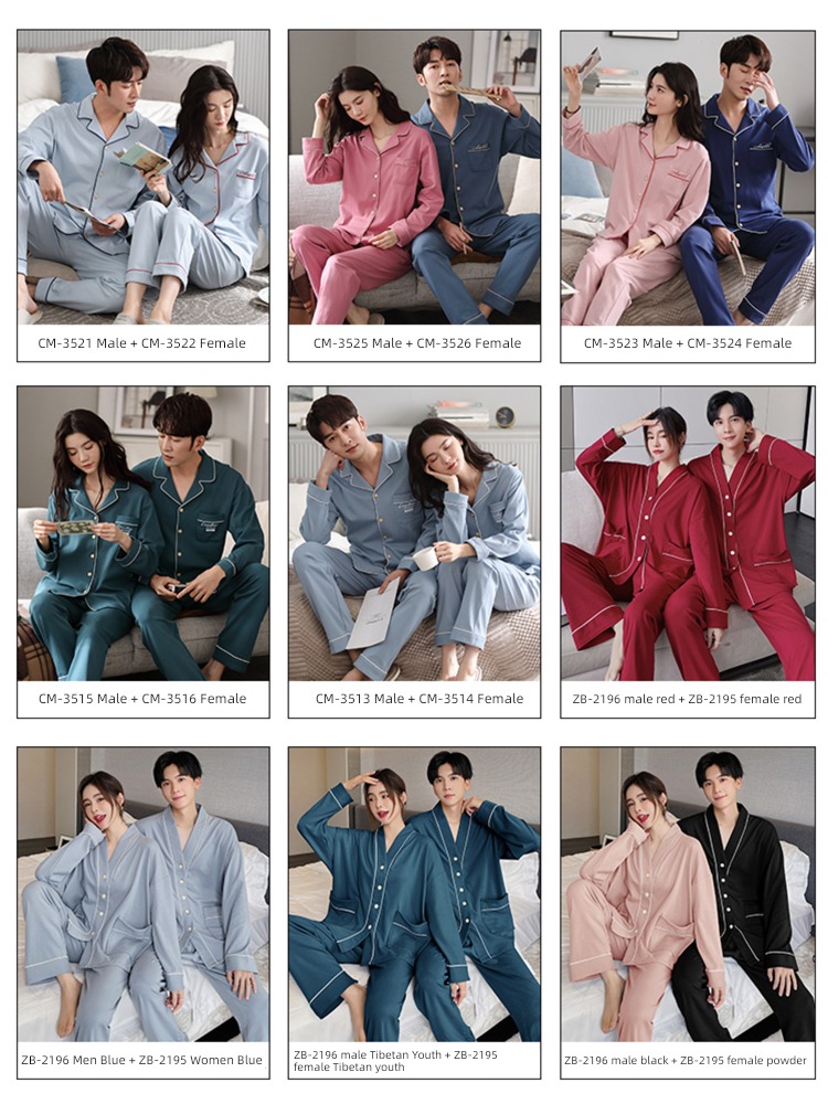 summer female Spring and Autumn Long sleeve man Cotton lovers pajamas