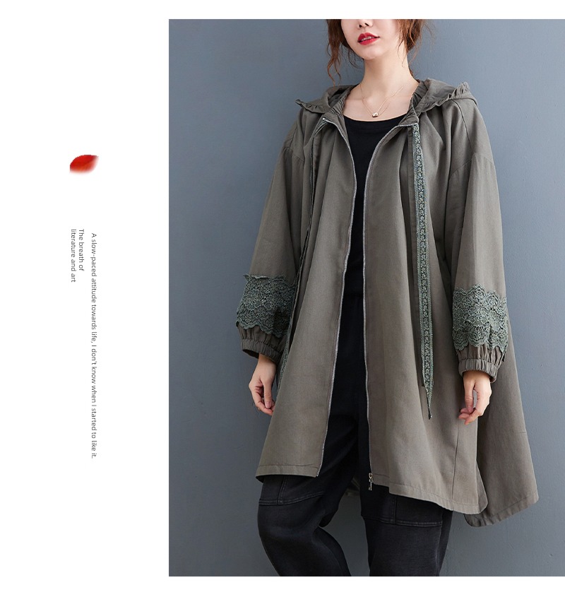loose coat female Fat mm leisure time Medium and long term Windbreaker loose coat