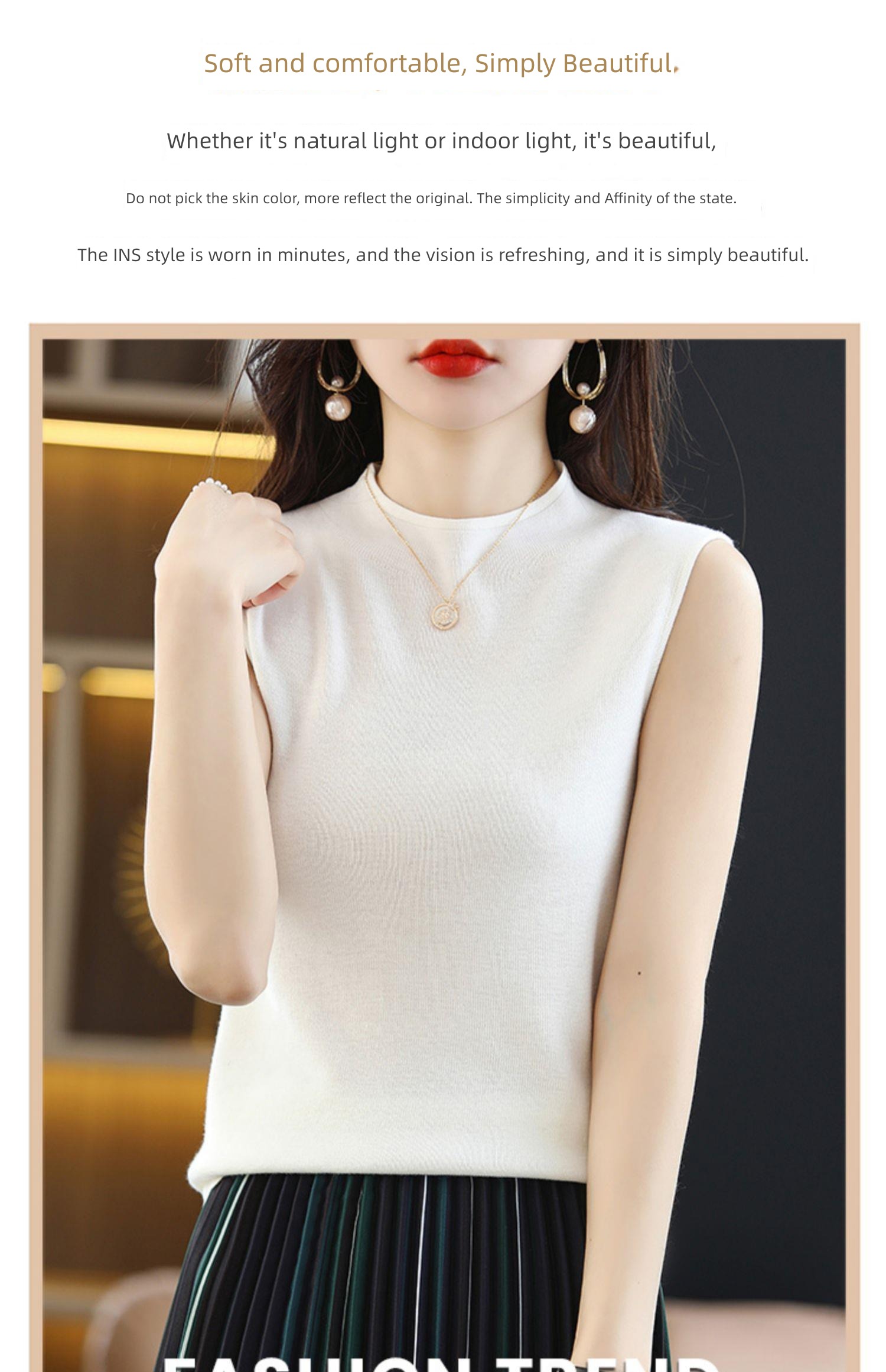 Half high collar wool Condom spring Sleeveless camisole vest