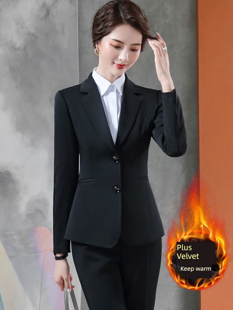 loose coat female Plush Autumn and winter occupation suit loose coat