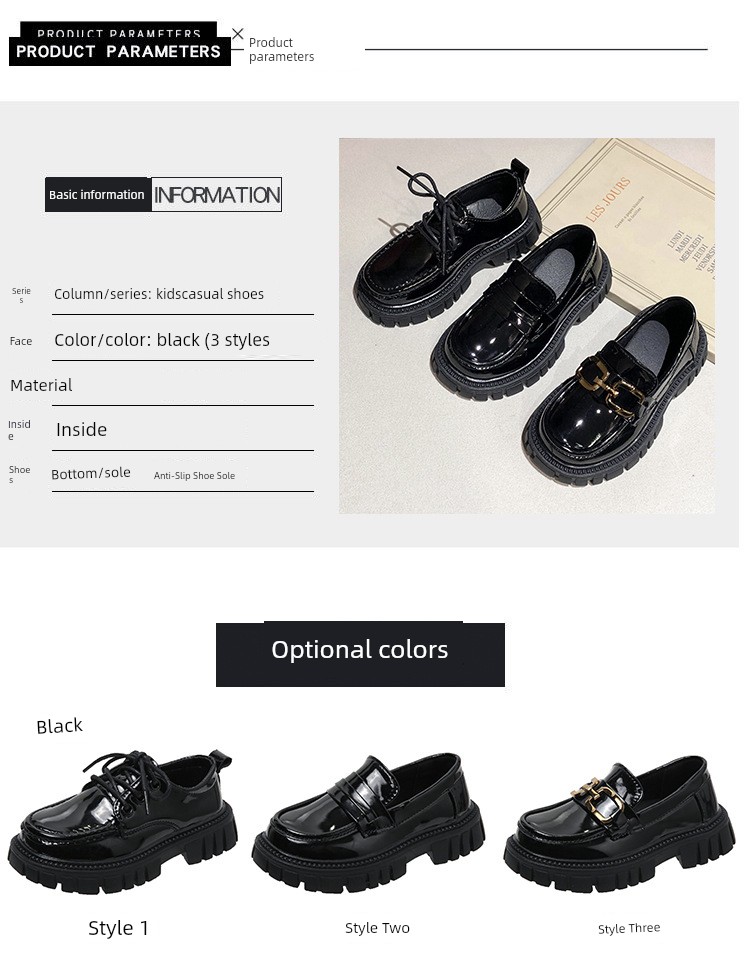 Black Leather Shoes for Girls, Academy Style, Suitable for Pairing with Skirts, Soft-Soled Performance Shoes, Thick-Soled Height-Increasing Summer Shoes — 4