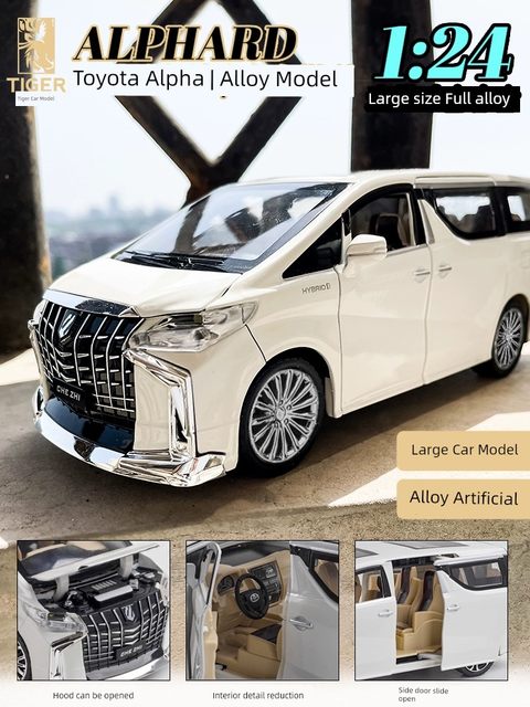 1 24 Toyota Alpha Large Car Model Simulation Business Vehicle Alloy Collection Ornaments Boy Toy Car