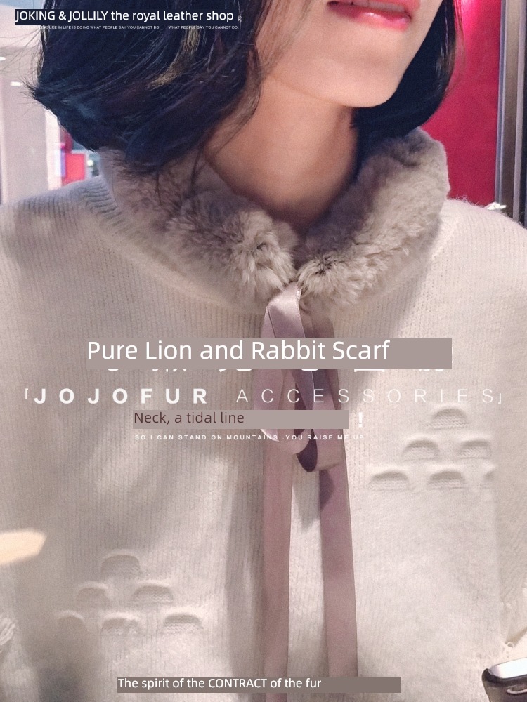 Imperial skin Square female Sweet airline stewardess Small Bib really Rex rabbit hair