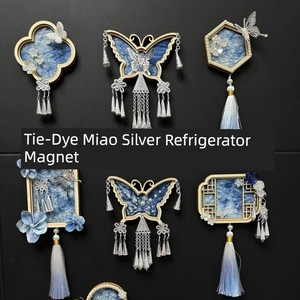 Intangible Cultural Heritage Tie-Dye Miao Silver Fridge Magnet DIY Accessories Team Building Salon Handmade Ethnic Style