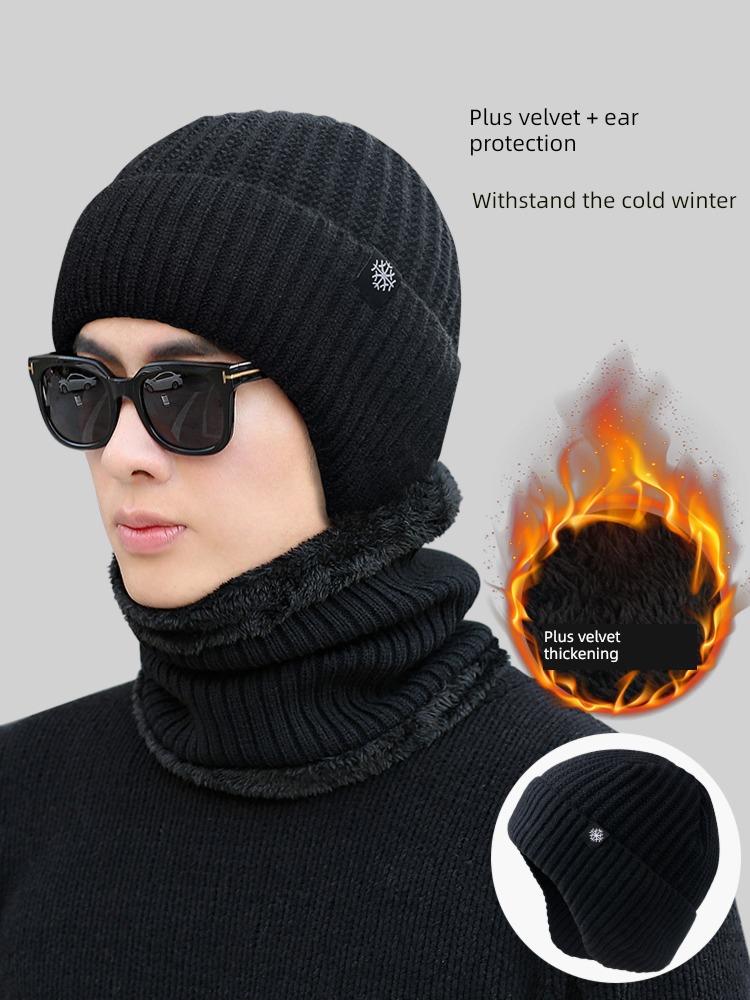 2022 winter Wool Hat men and women Plush thickening Knitted hat keep warm Ear protection Cotton cap Neckline Cap Lei Feng hat