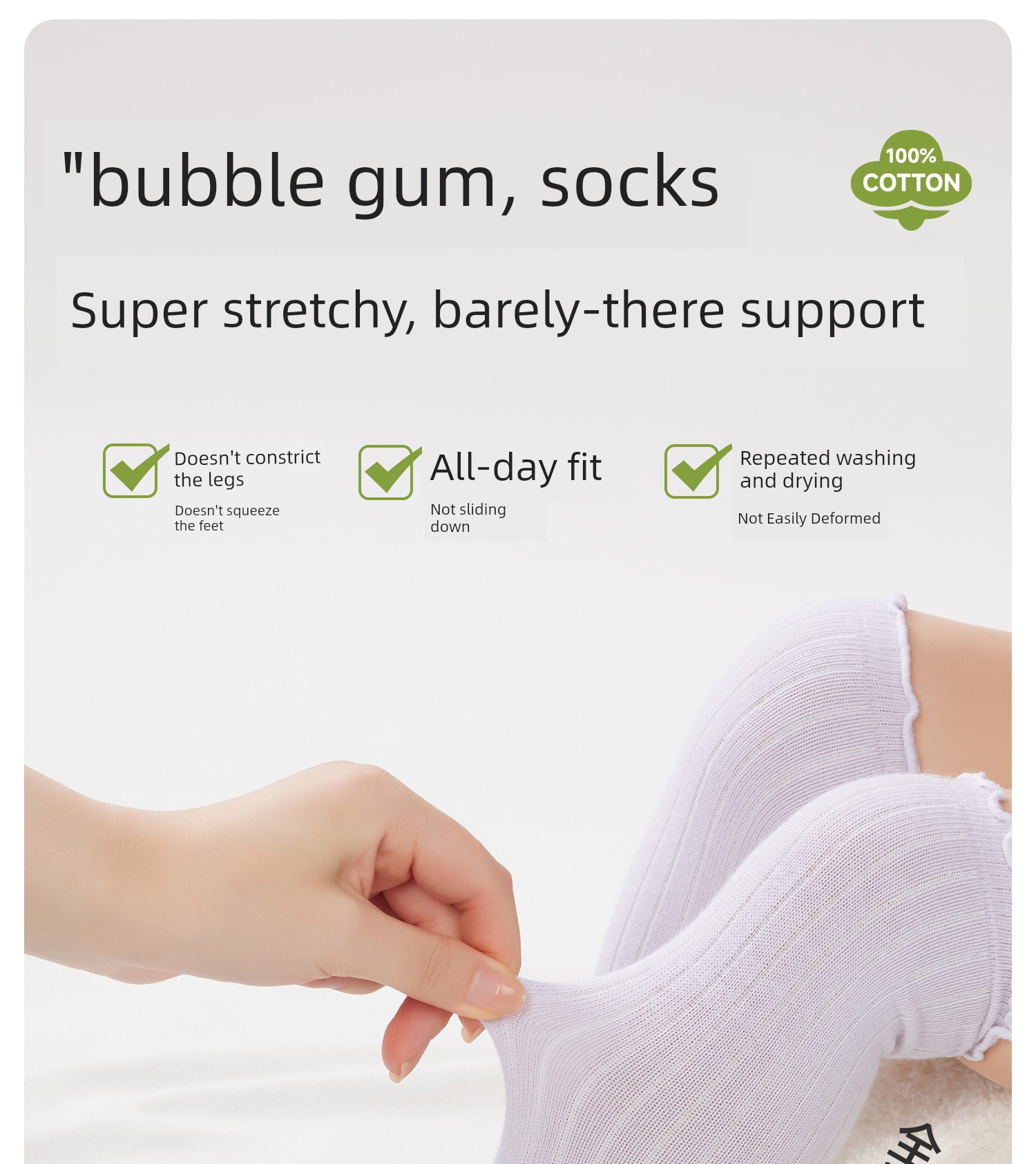 Baby Long Socks for Spring and Autumn, Pure Cotton, for Newborns, Winter, Unisex, 0 to 3 Months Old, Over-The-Knee, Non-Binding on the Legs — 8