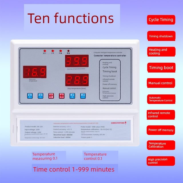 Genuine 220V high power 8KW high-precision digital display intelligent thermostat switch breeding fan industrial instrument