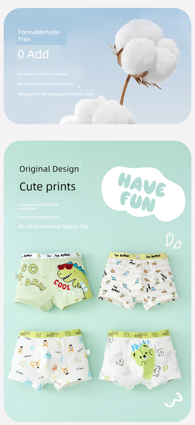 【10A Antibacterial Crotch】Boys' Underwear Children's Class a Pure Cotton Boxer Shorts for Older Boys and Little Boys, All-Cotton Baby Shorts — 3