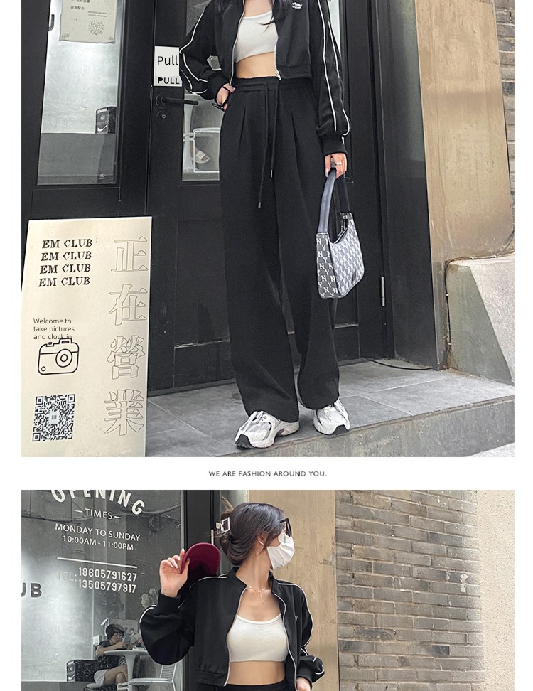 spring and autumn High waist Big size little chap grey Sports pants