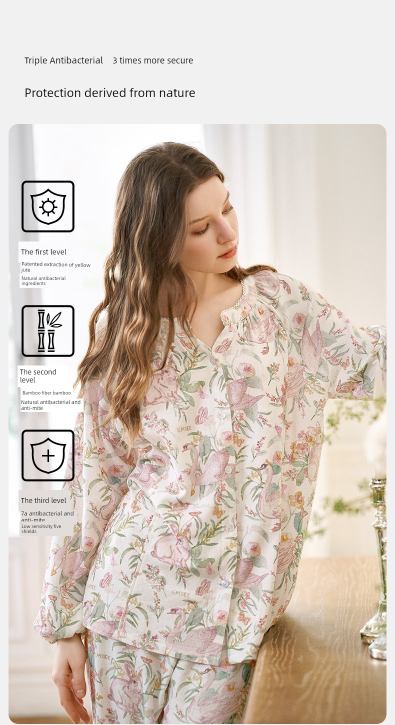Tang Yixin's Same Style Manxi Autumn Maternity Postpartum Loungewear Elastic Silk Linen Cotton Pajamas Maternity Home Wear — 17