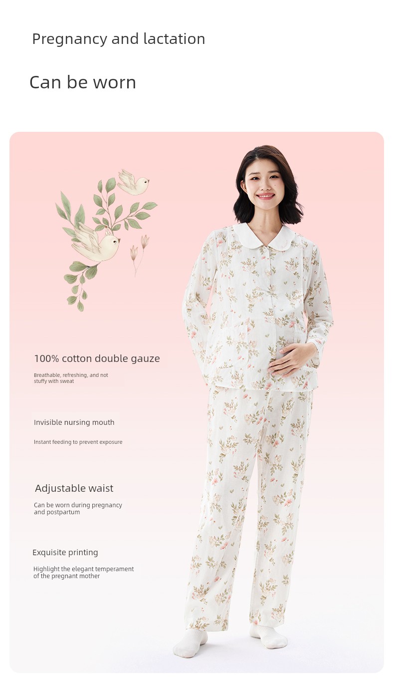 [New Product] Cotton Era Maternity Gauze Home Clothes Pure Cotton Comfortable Nursing and Postpartum Pajamas for Women — 7