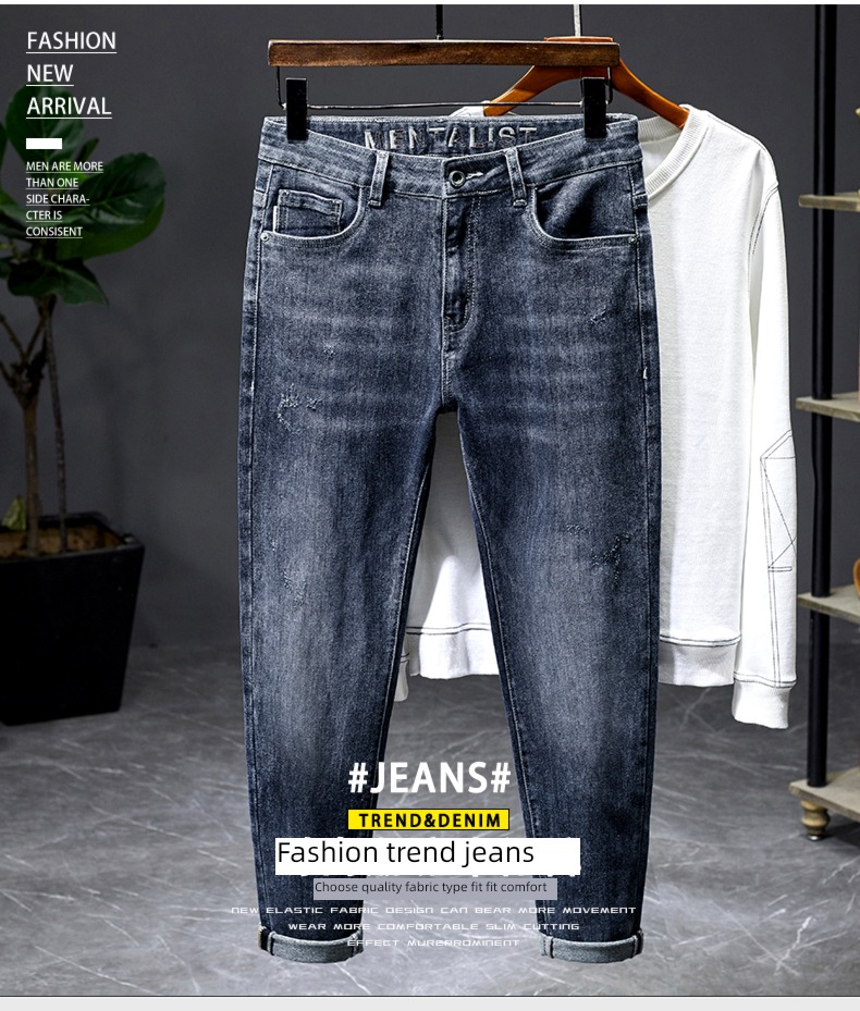 trend high-end Self-cultivation elastic force winter Long pants Embroidery