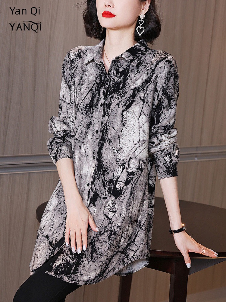 high-grade Long sleeve easy shirt womanliness Broken flower jacket
